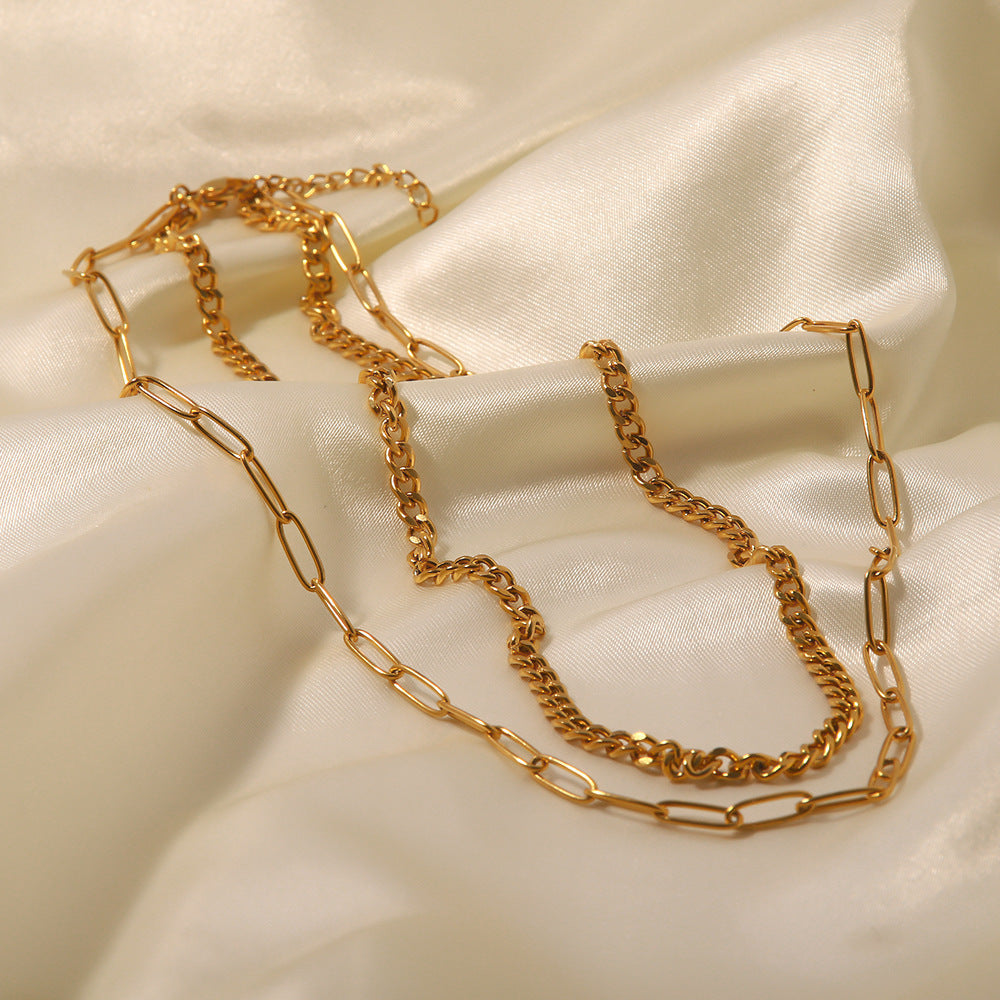 Olive Double Layer Necklace - Gold
