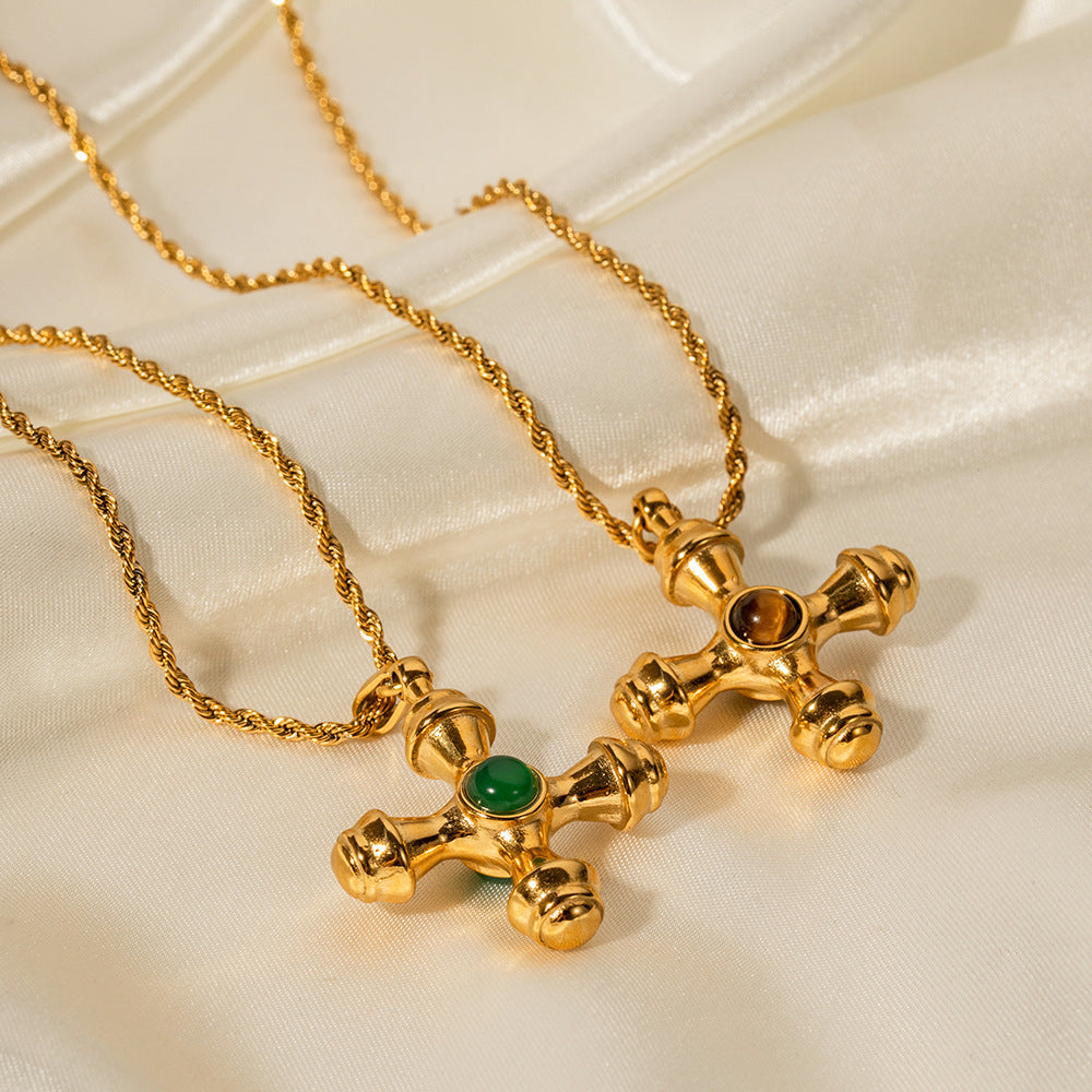Florence Cross Pendant Necklace - Gold