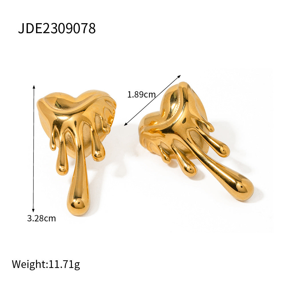 Ziggy Dripping Heart Earrings - Gold & Silver