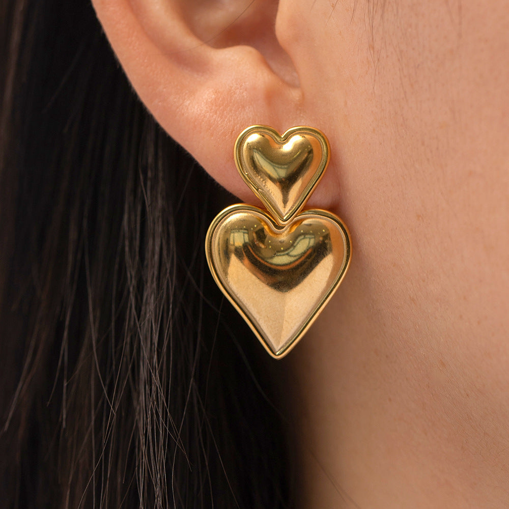 Esme Heart Earrings - Gold