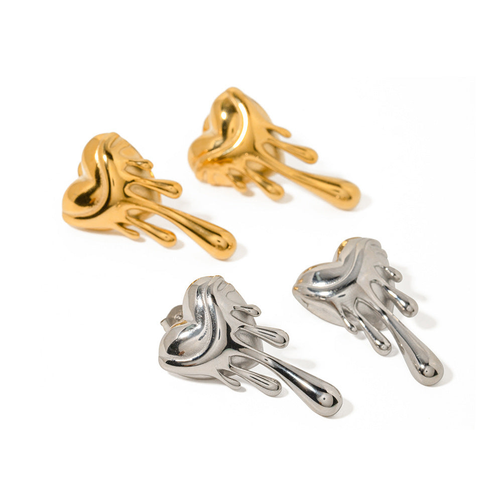 Ziggy Dripping Heart Earrings - Gold & Silver