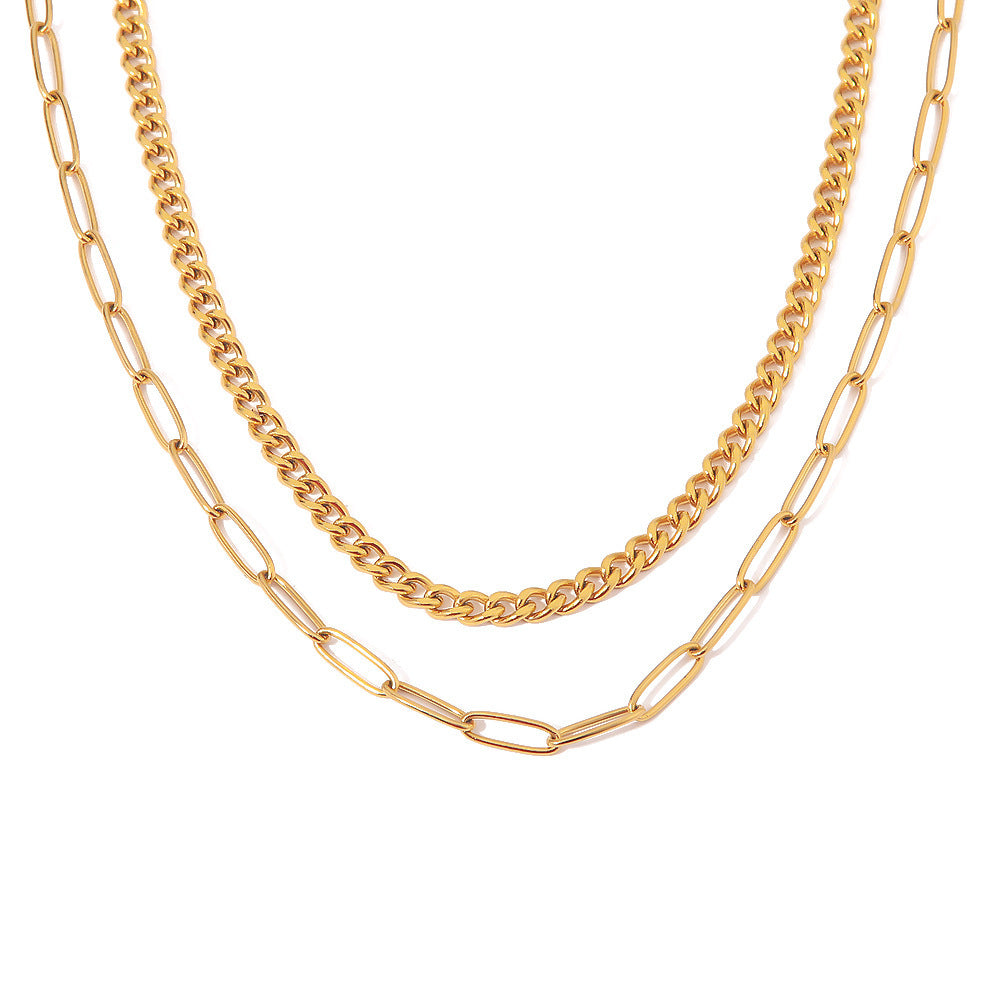 Olive Double Layer Necklace - Gold
