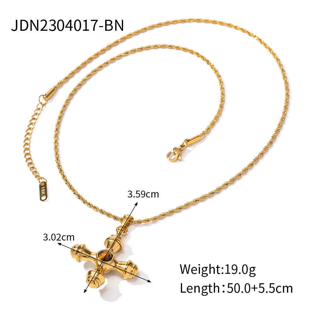 Florence Cross Pendant Necklace - Gold