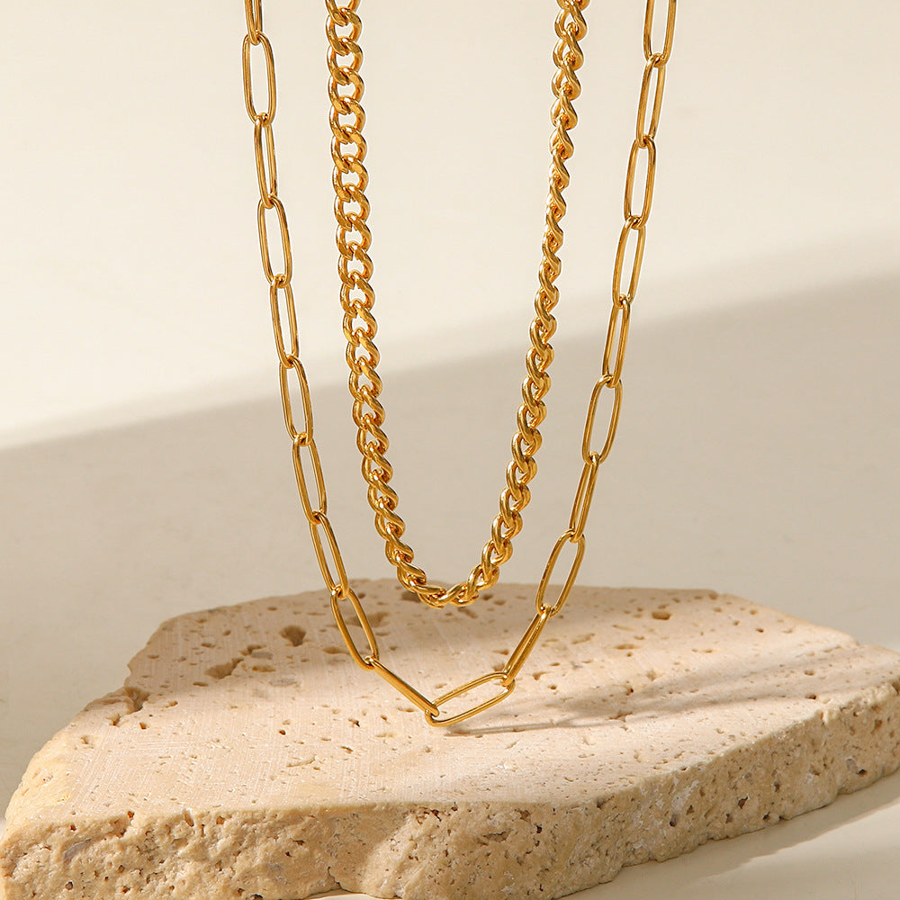 Olive Double Layer Necklace - Gold