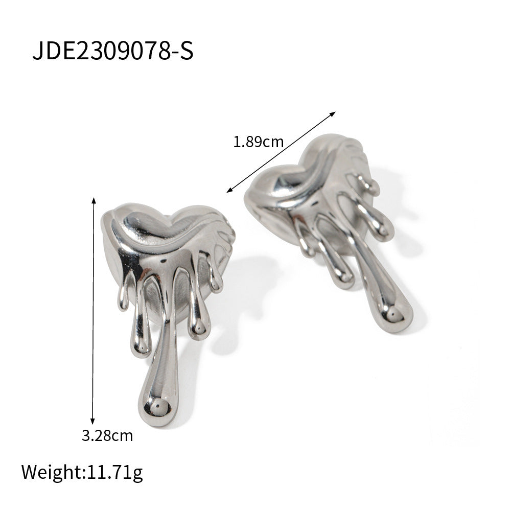 Ziggy Dripping Heart Earrings - Gold & Silver