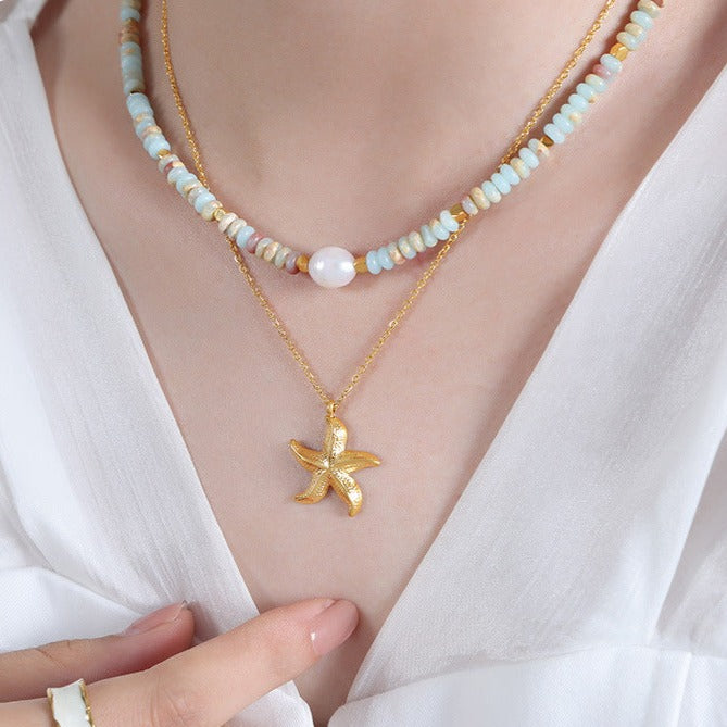 Marina Starfish Pendant Necklace - Gold