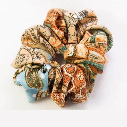 Retro patchwork print hair Scrunchie