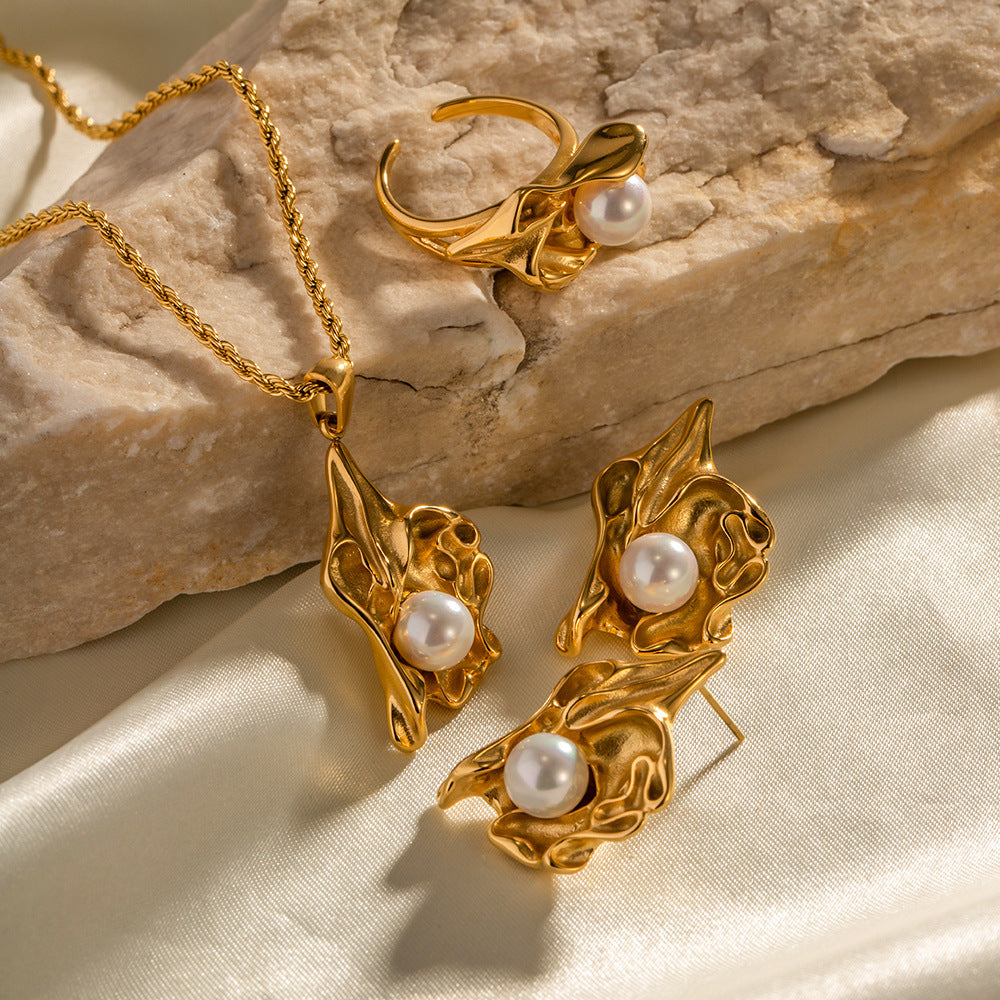 Dottie Pearl Jewelry Set - Gold