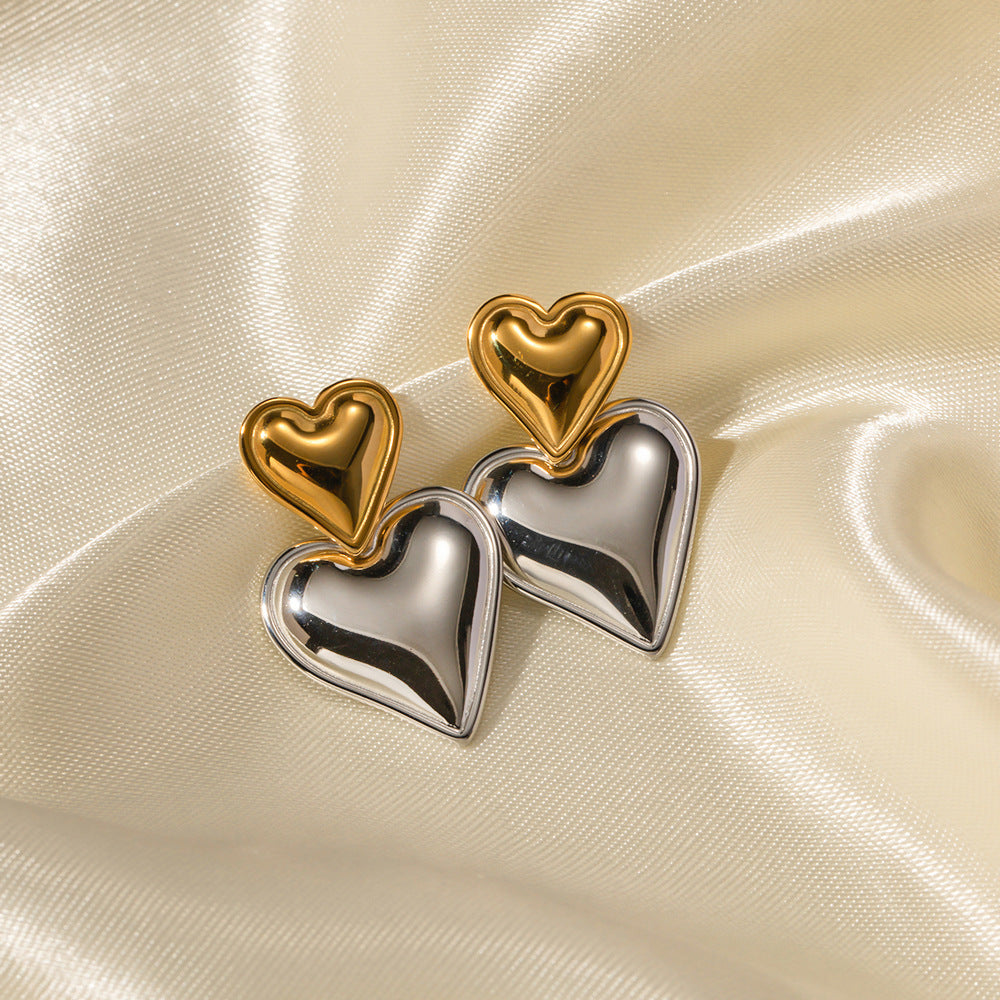 Esme Heart Earrings - Gold & Silver