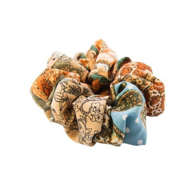 Retro patchwork print hair Scrunchie