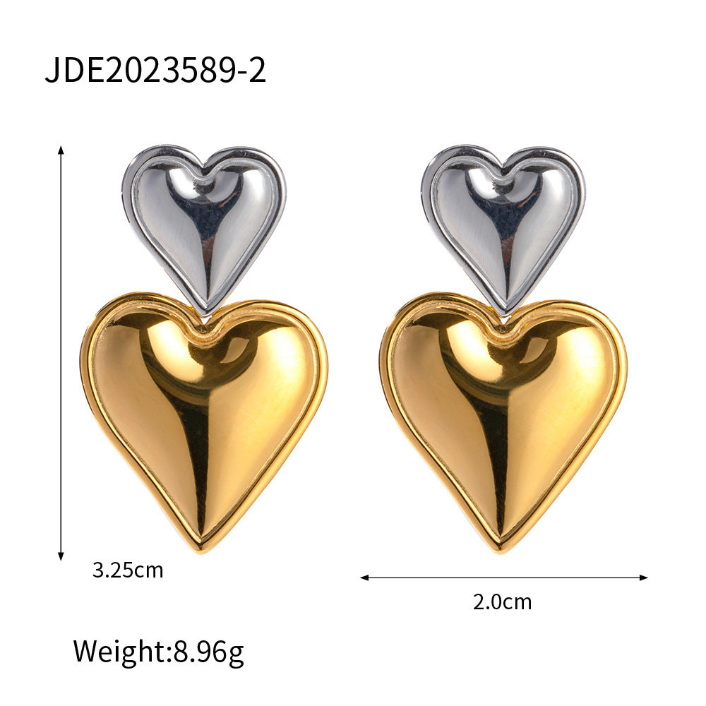 Esme Heart Earrings - Gold & Silver