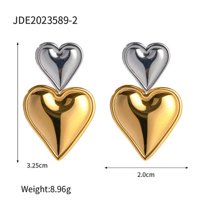 Esme Heart Earrings - Gold & Silver