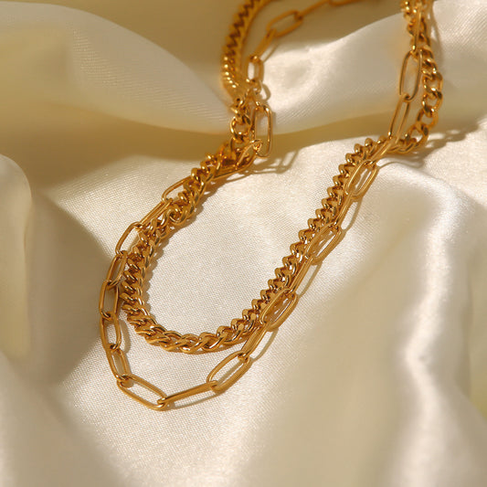 Olive Double Layer Necklace - Gold