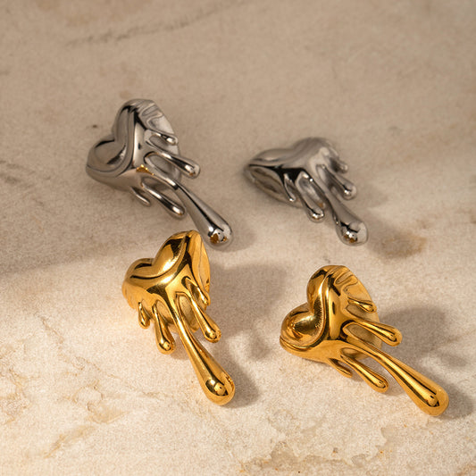 Ziggy Dripping Heart Earrings - Gold & Silver