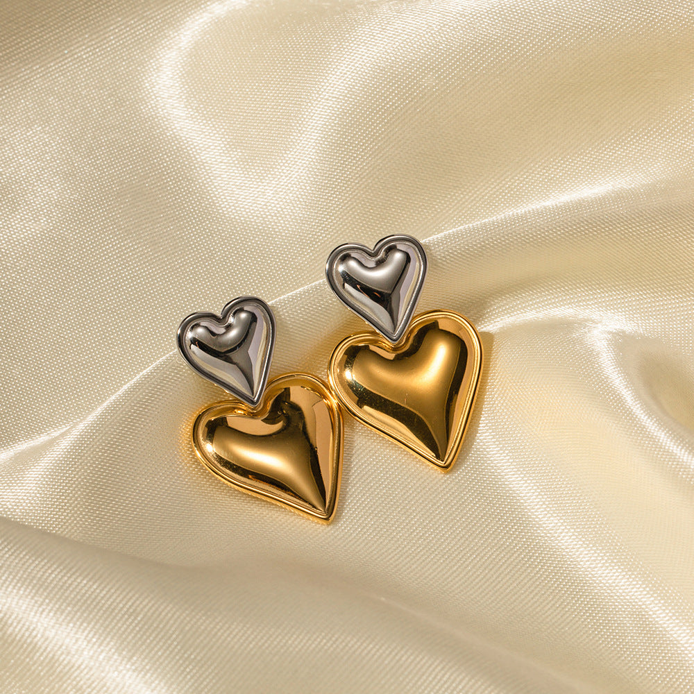 Esme Heart Earrings - Gold & Silver