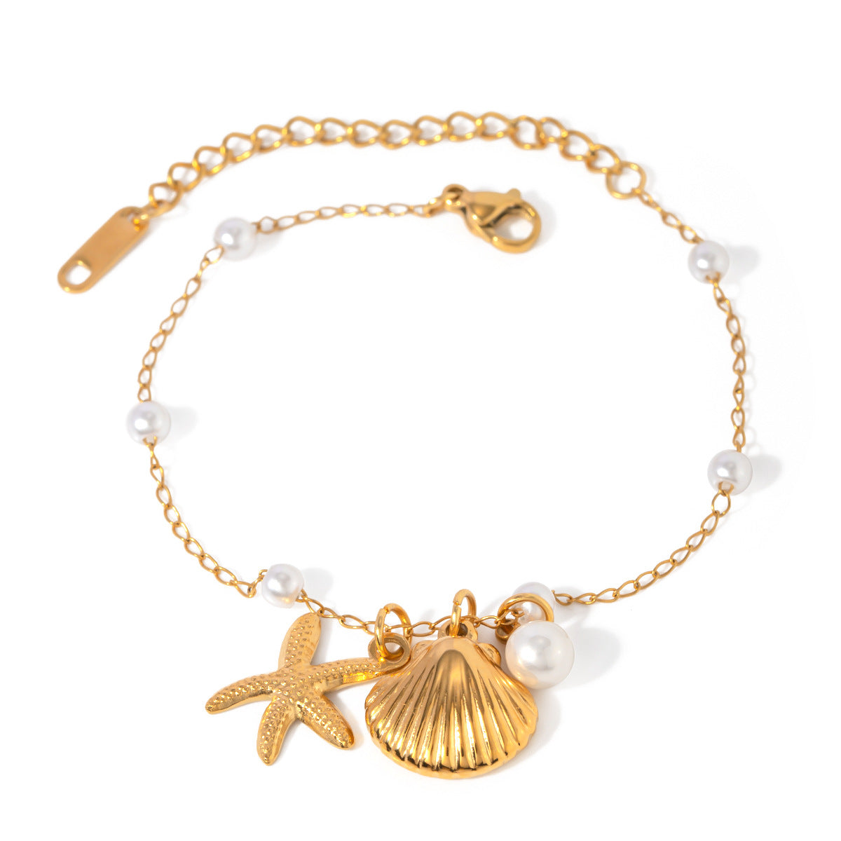 Mira Shell and Starfish Pendant Bracelet - Gold