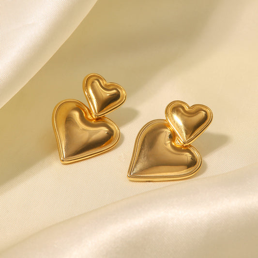 Esme Heart Earrings - Gold