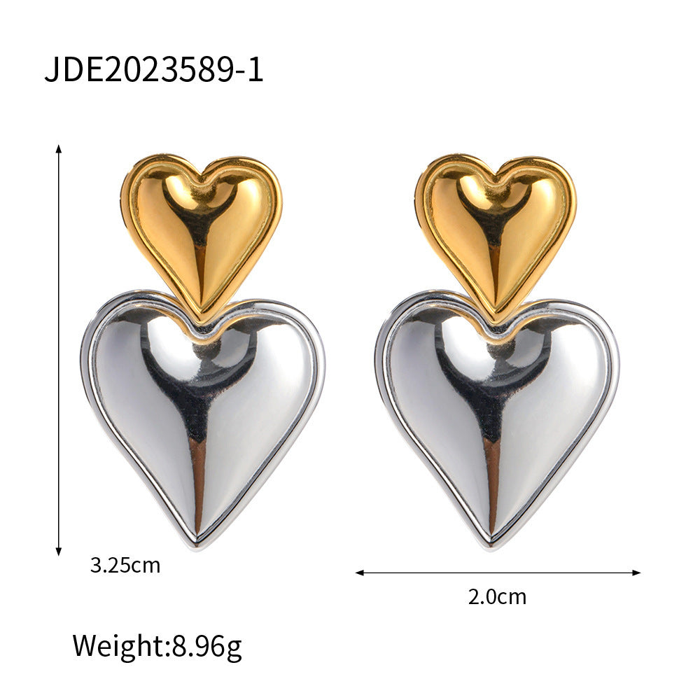 Esme Heart Earrings - Gold & Silver