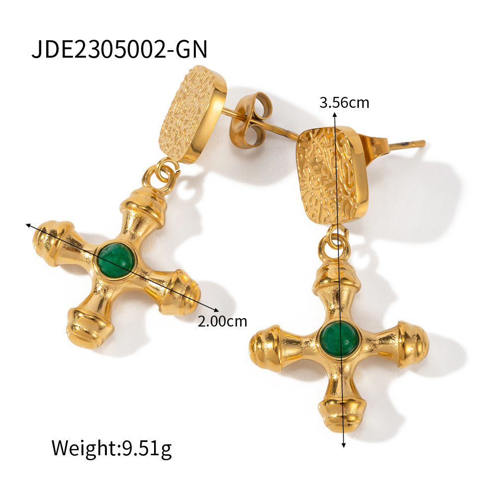 Florence Cross Earrings - Gold