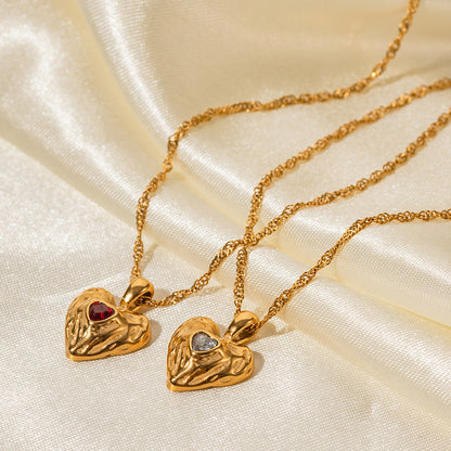 Adia Heart Pendant Necklace - Gold